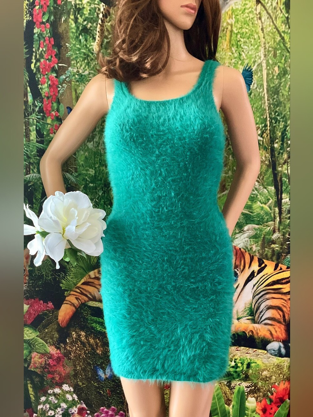 aerie Pretty Green Fuzzy Mini Dress New With Tag